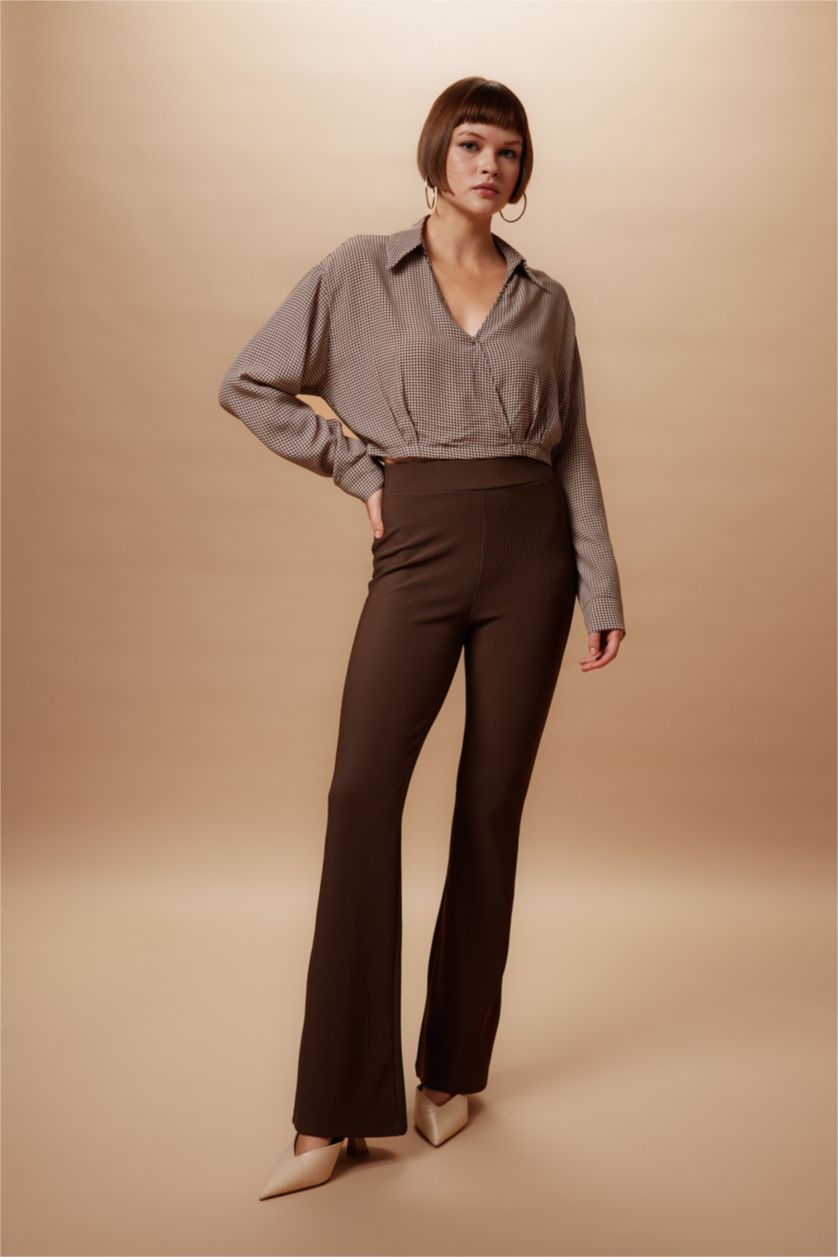 FEMME Marron Leggings à taille haute