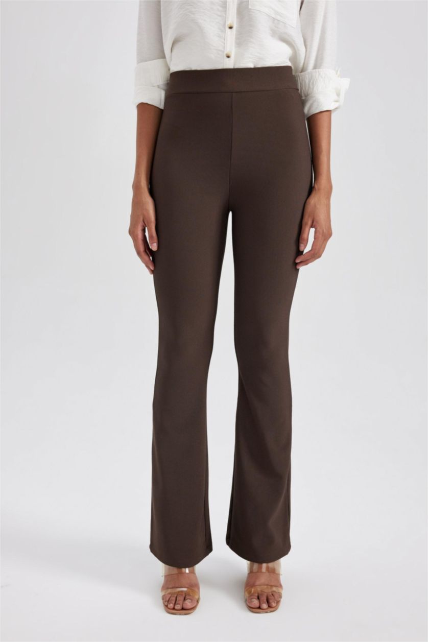 FEMME Marron Leggings à taille haute