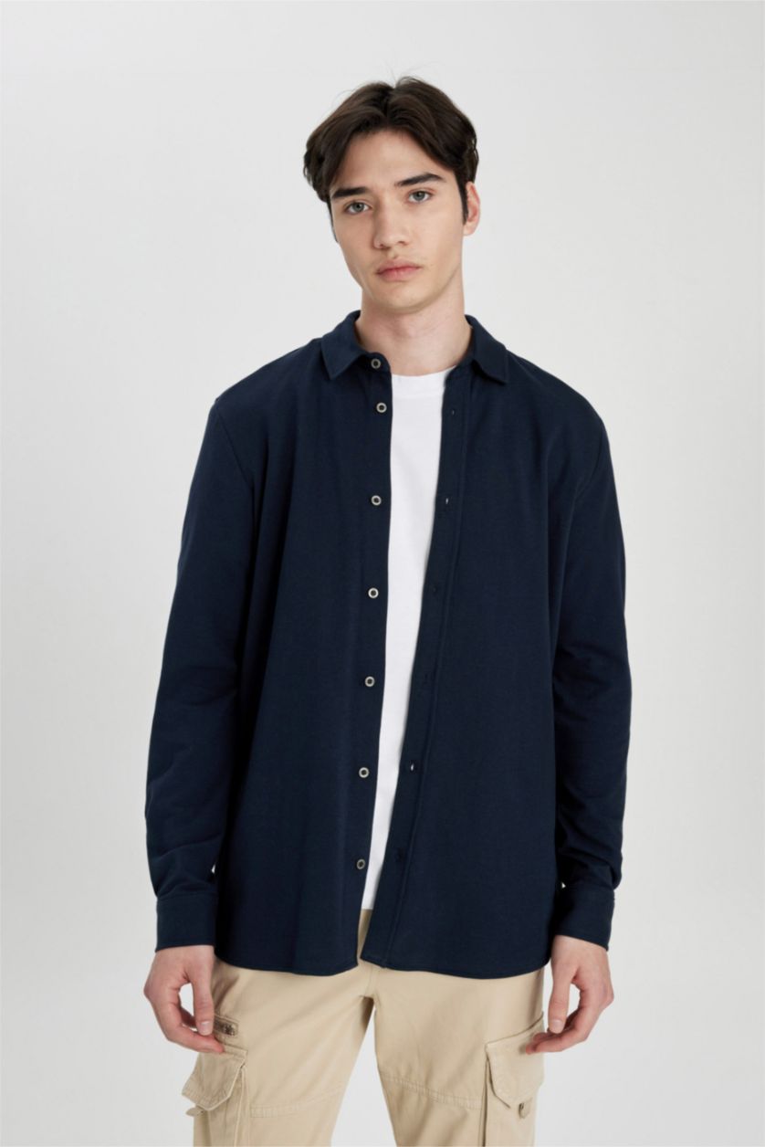 MAN NAVY Regular Fit Long Sleeve Shirt