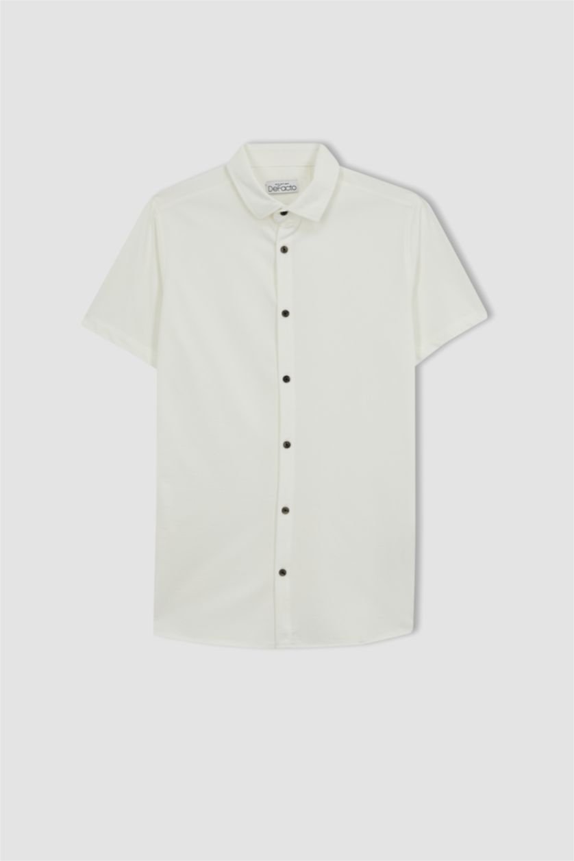 Man White Slim Fit Short Sleeve Shirt