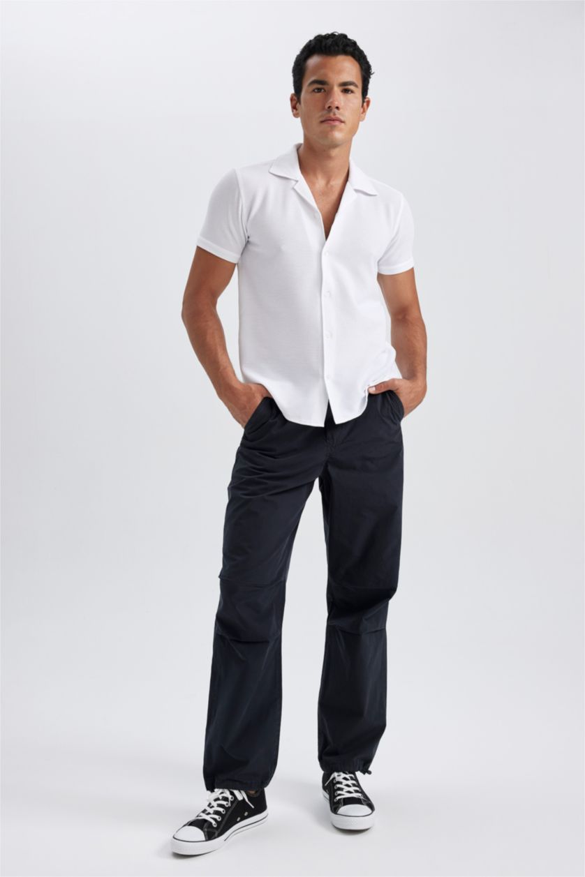 HOMME Blanc Chemise Coupe Slim À Manches Courtes