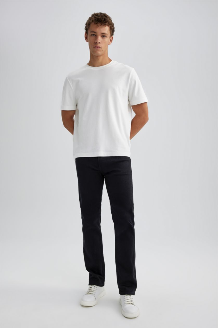HOMME Noir Pantalon Jean SERGIO - Coupe régulière Ourlet régulier