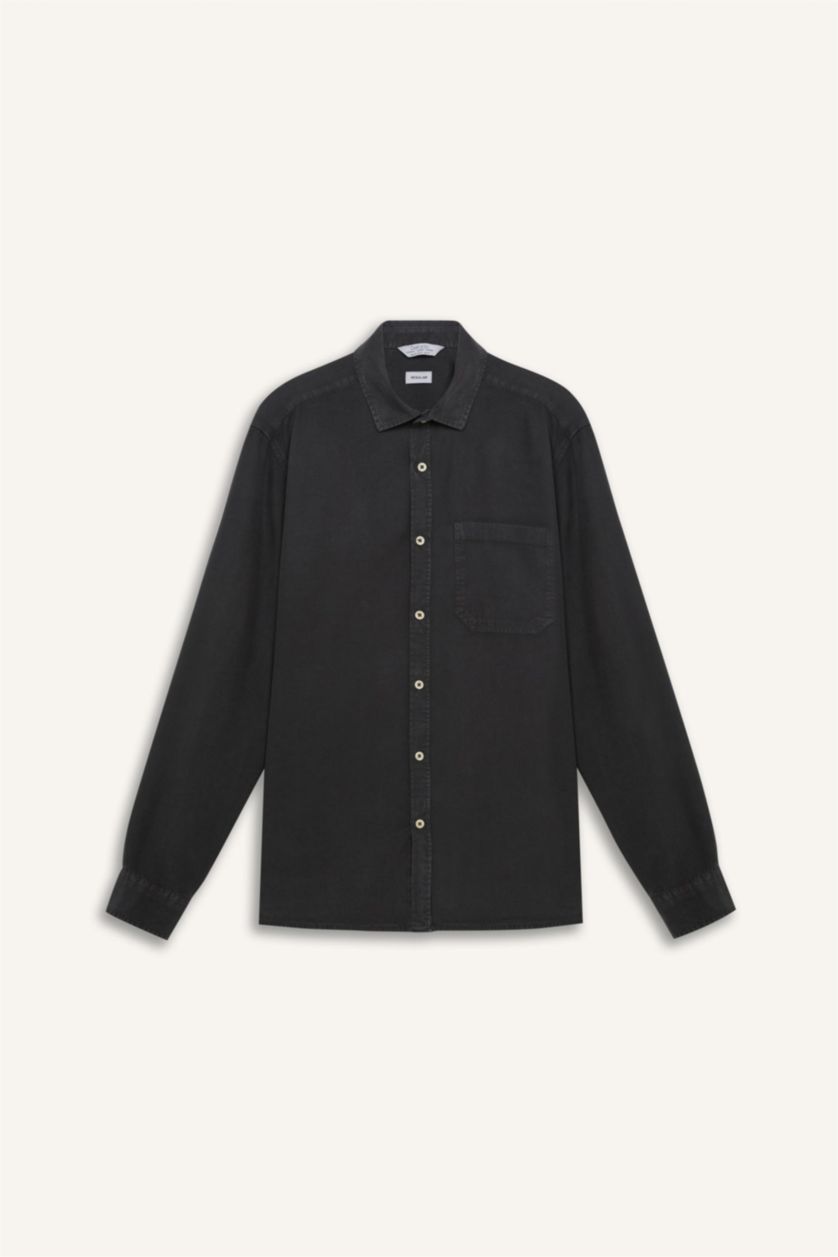 MAN Anthracite Regular Fit Basic Tencel Long Sleeve Shirt