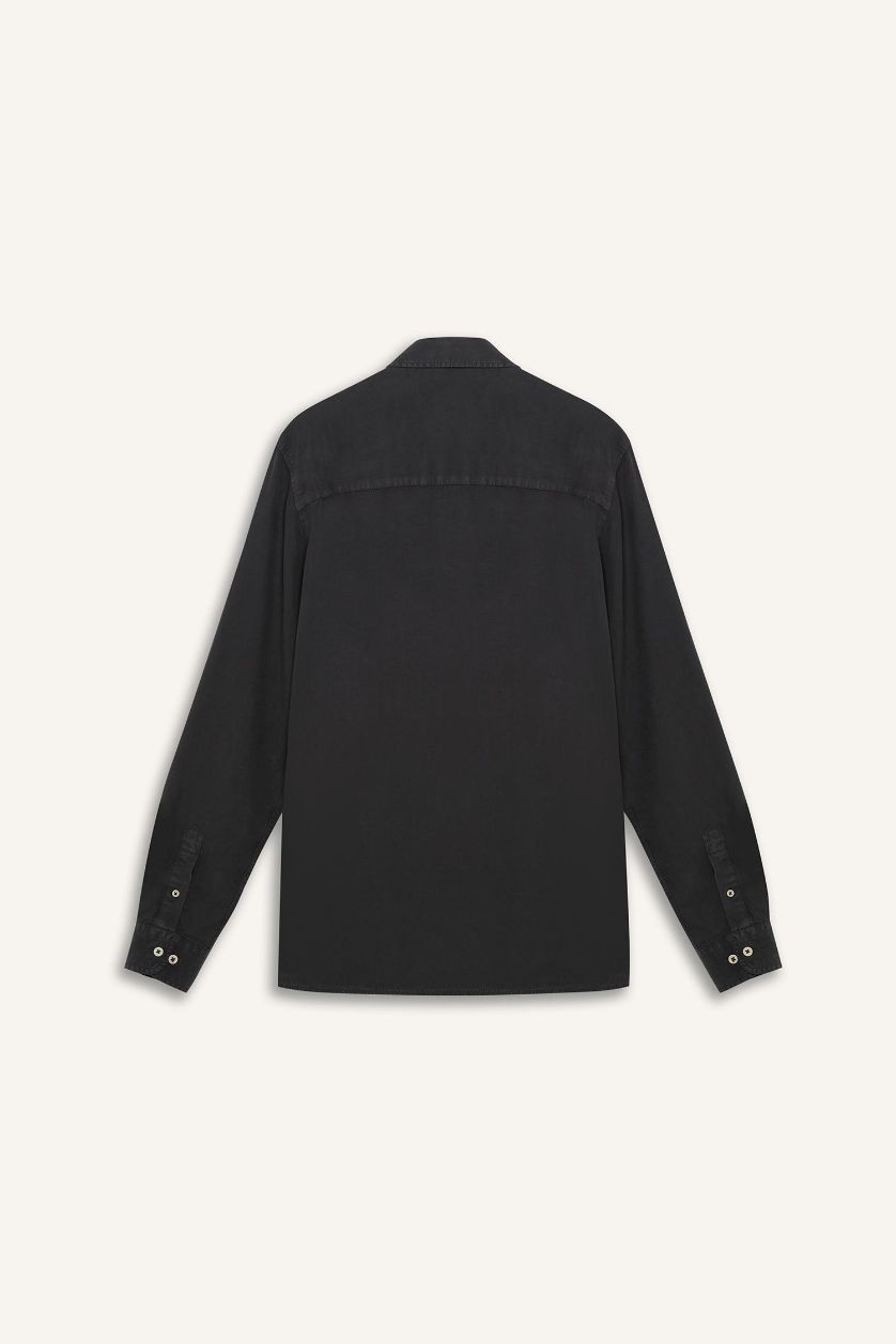 MAN Anthracite Regular Fit Basic Tencel Long Sleeve Shirt