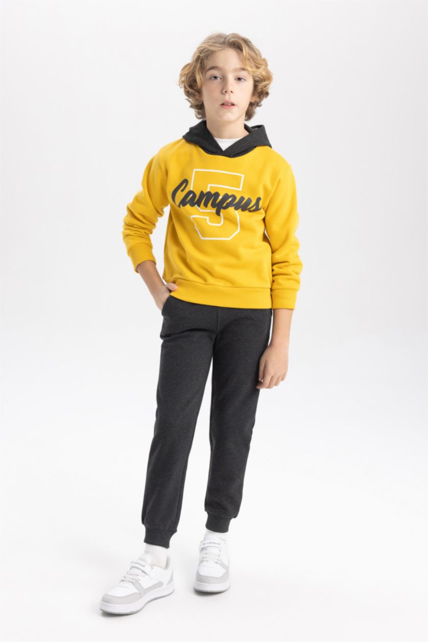Boys & Teens Yellow Boy Hooded Sweatshirt Sweatpants 2 Piece Set