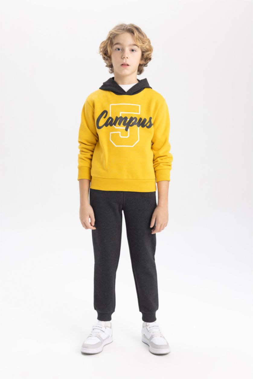 Boys & Teens Yellow Boy Hooded Sweatshirt Sweatpants 2 Piece Set