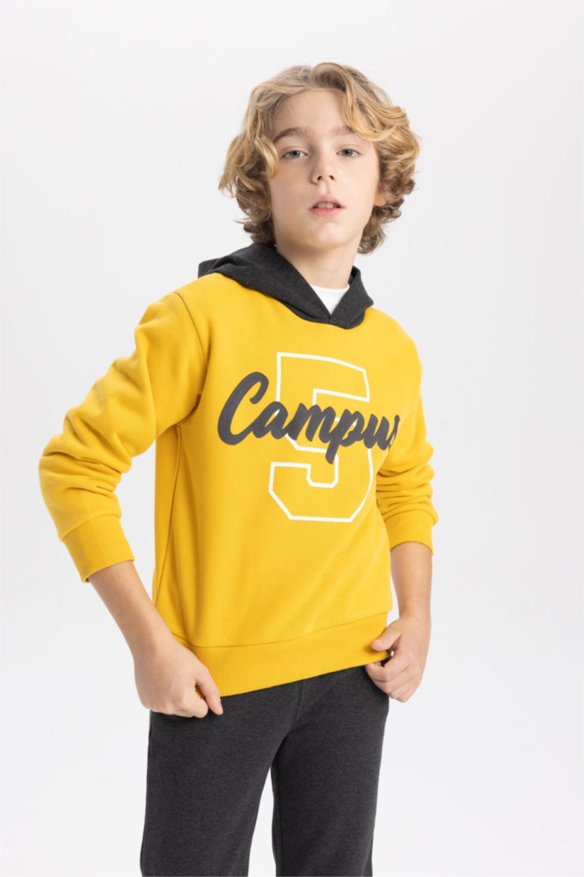 Boys & Teens Yellow Boy Hooded Sweatshirt Sweatpants 2 Piece Set