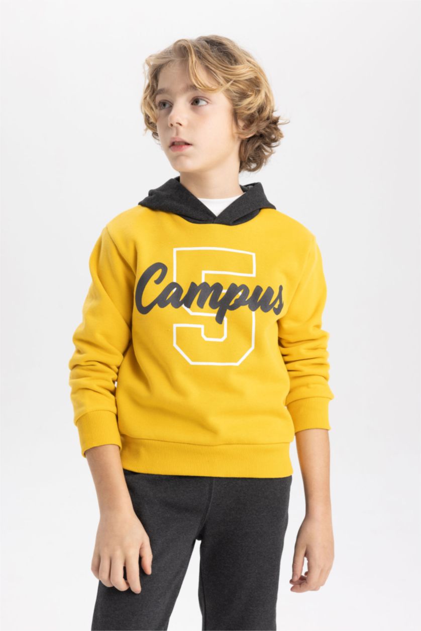 Boys & Teens Yellow Boy Hooded Sweatshirt Sweatpants 2 Piece Set