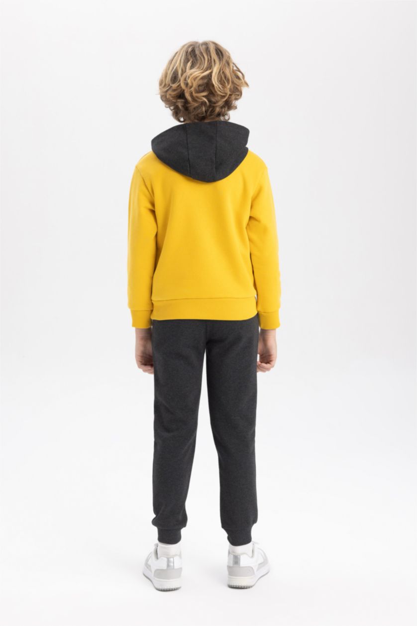 Boys & Teens Yellow Boy Hooded Sweatshirt Sweatpants 2 Piece Set