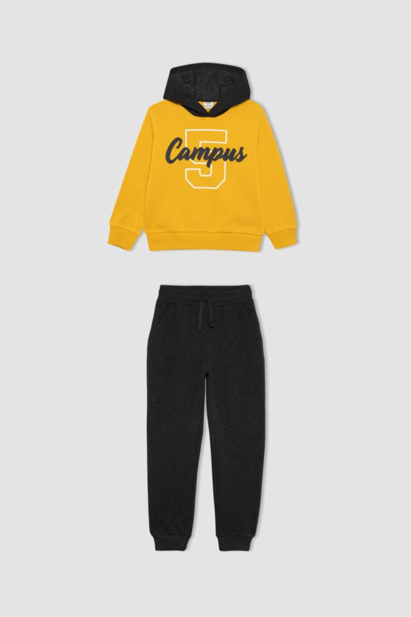 Boys & Teens Yellow Boy Hooded Sweatshirt Sweatpants 2 Piece Set