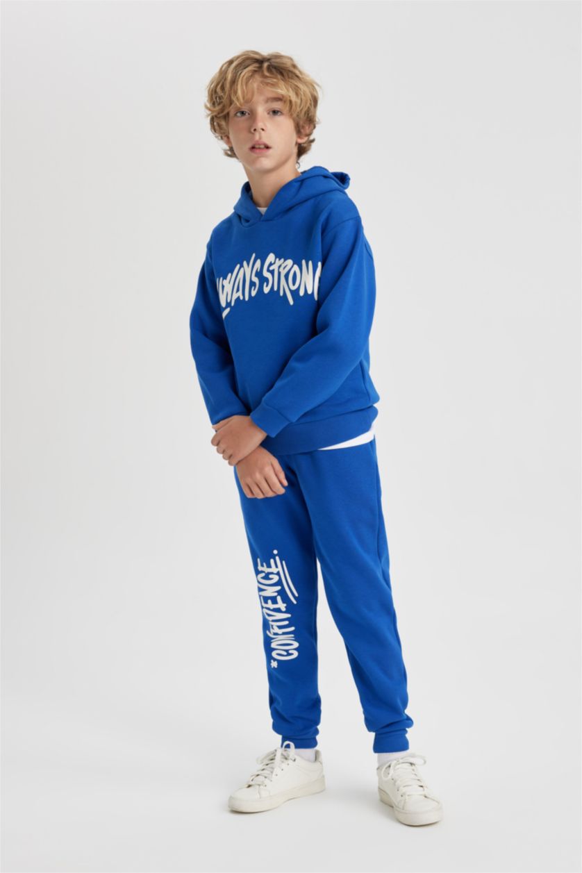 GARÇONS Bleu Ensemble De Sweat-Shirt Encapuchonné Et Pantalon Joggeur Pour Garçon - 2 Pièces