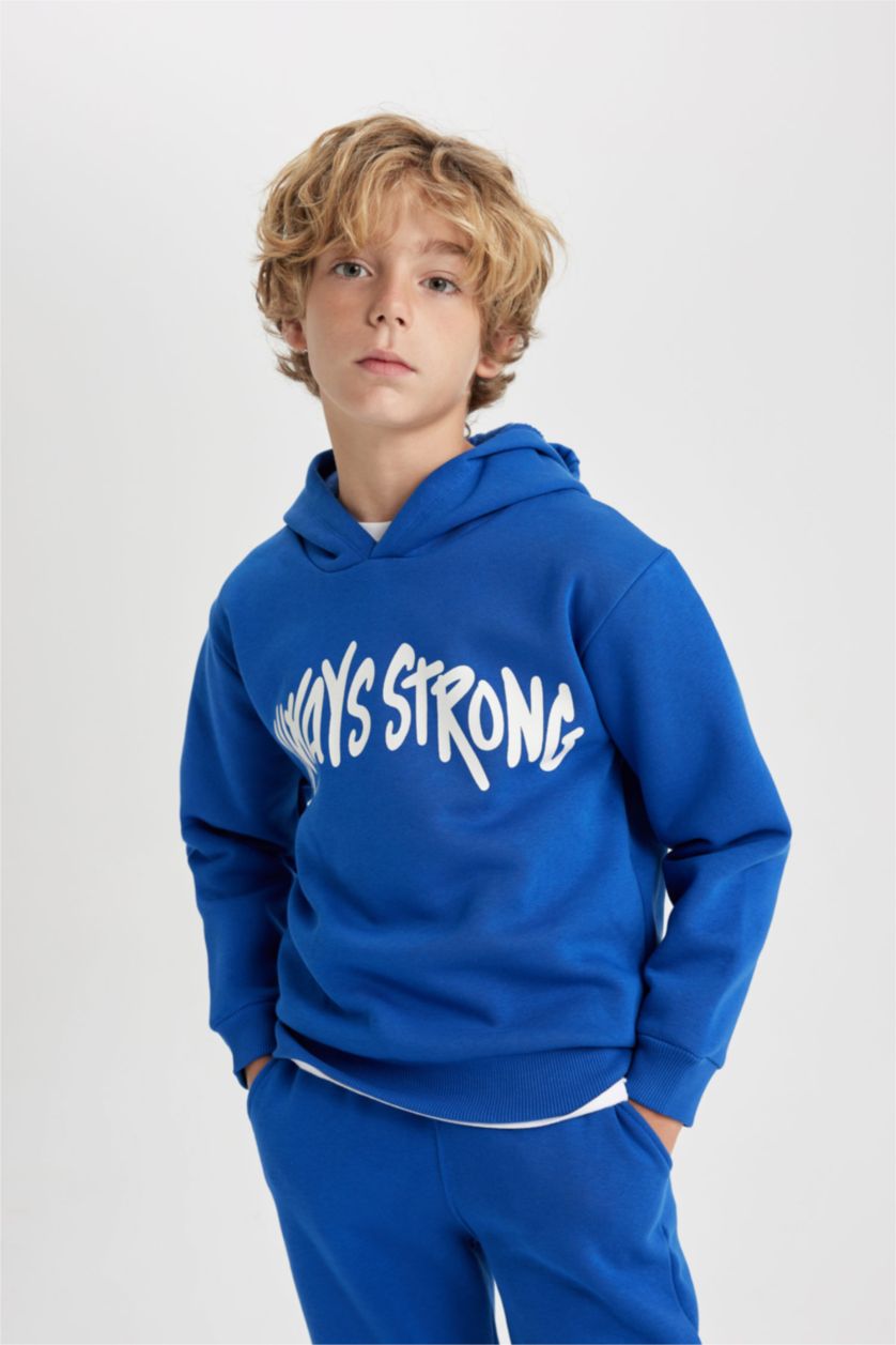 GARÇONS Bleu Ensemble De Sweat-Shirt Encapuchonné Et Pantalon Joggeur Pour Garçon - 2 Pièces