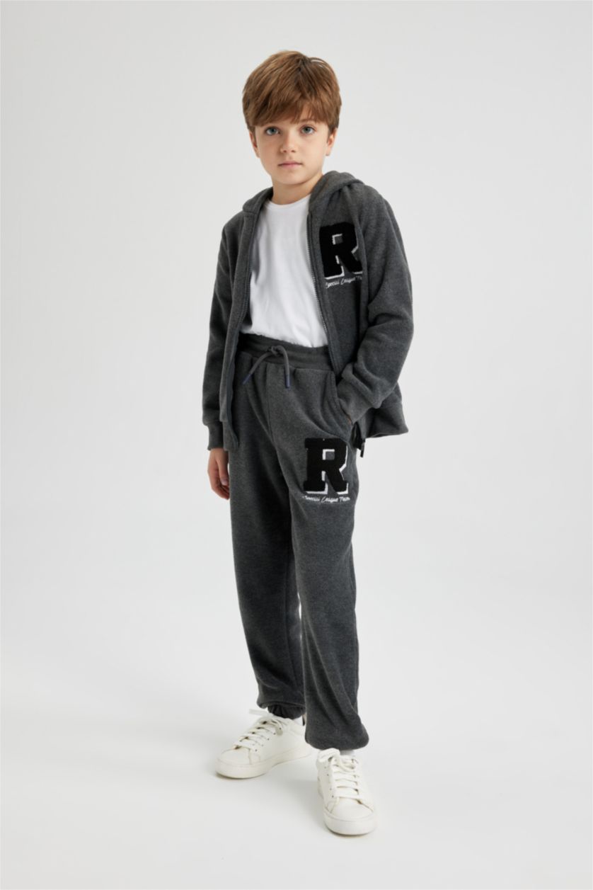 GARÇONS Anthracite Pantalon De Survêtement Polaire Coupe Régulière Pour Garçon