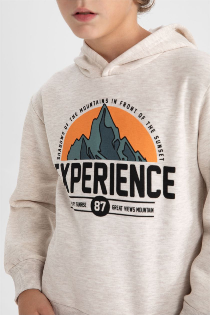 أولاد ميلانج بيج سويت شيرت ولادي قصة عادية بغطاء للرأس