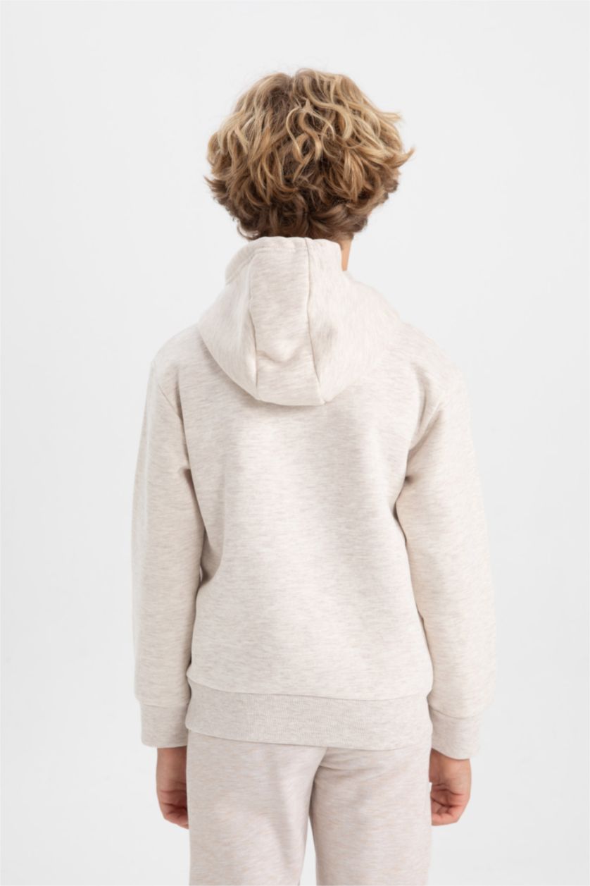 أولاد ميلانج بيج سويت شيرت ولادي قصة عادية بغطاء للرأس