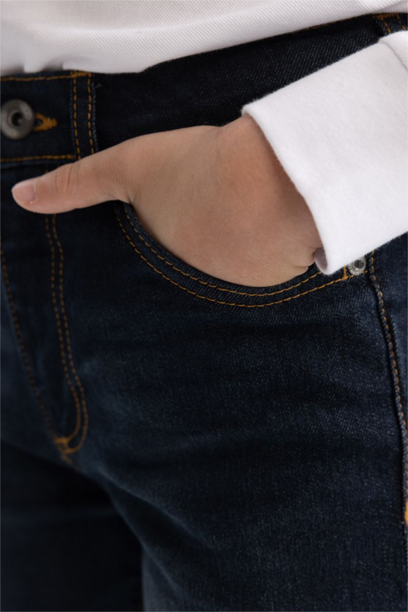 أولادي أزرق غامق بنطلون اولادي قصة فضفاضة جينز