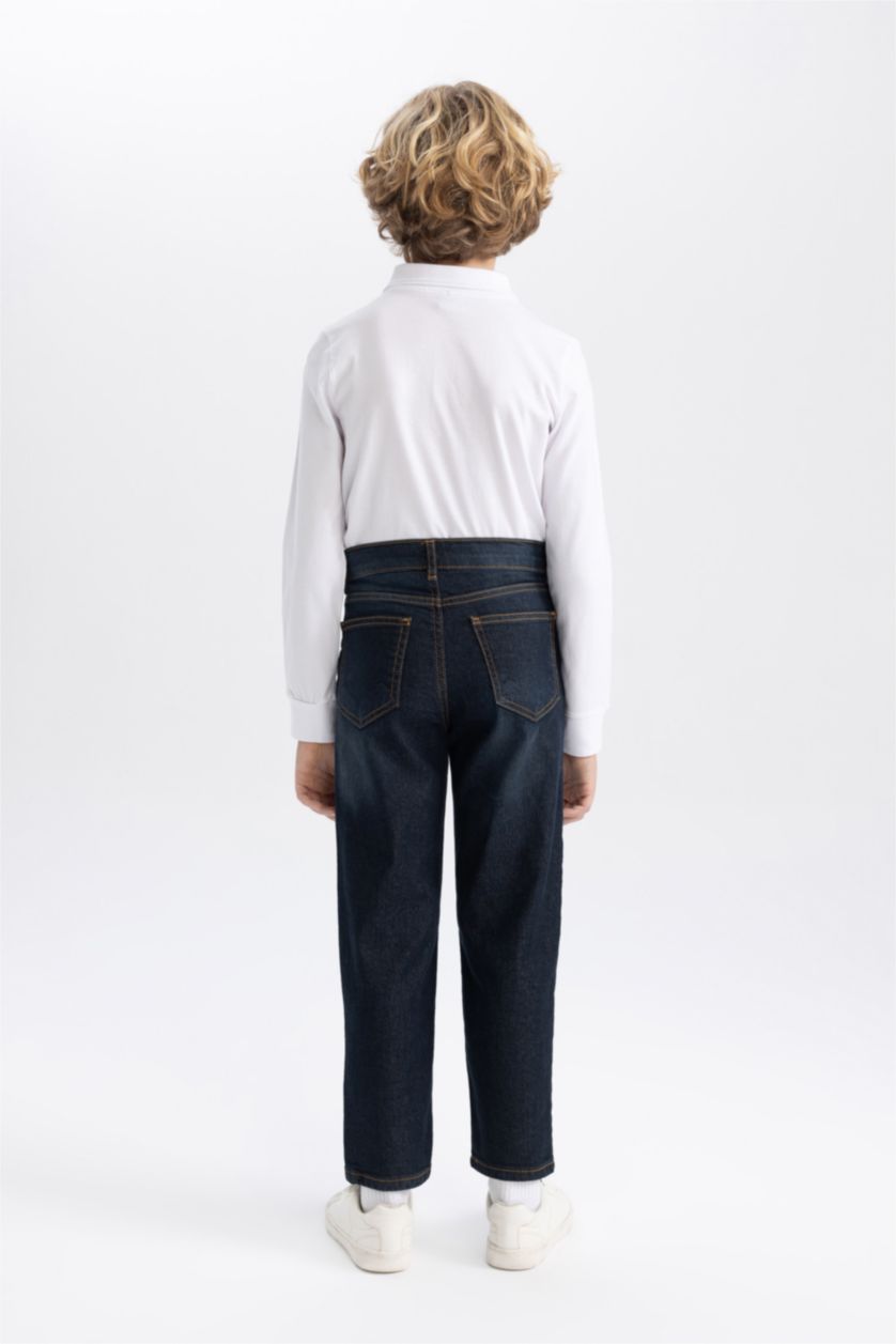 أولادي أزرق غامق بنطلون اولادي قصة فضفاضة جينز