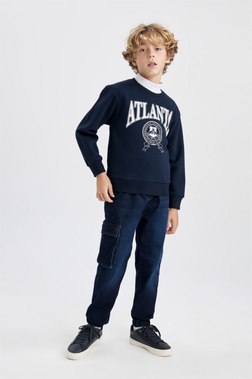 GARÇONS Marin Sweat- Shirt Coupe Régulière Col Rond Pour Garçon