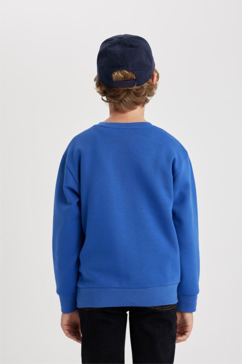 BOYS & TEENS Royal Boy Crew Neck Printed Thick Sweatshirt