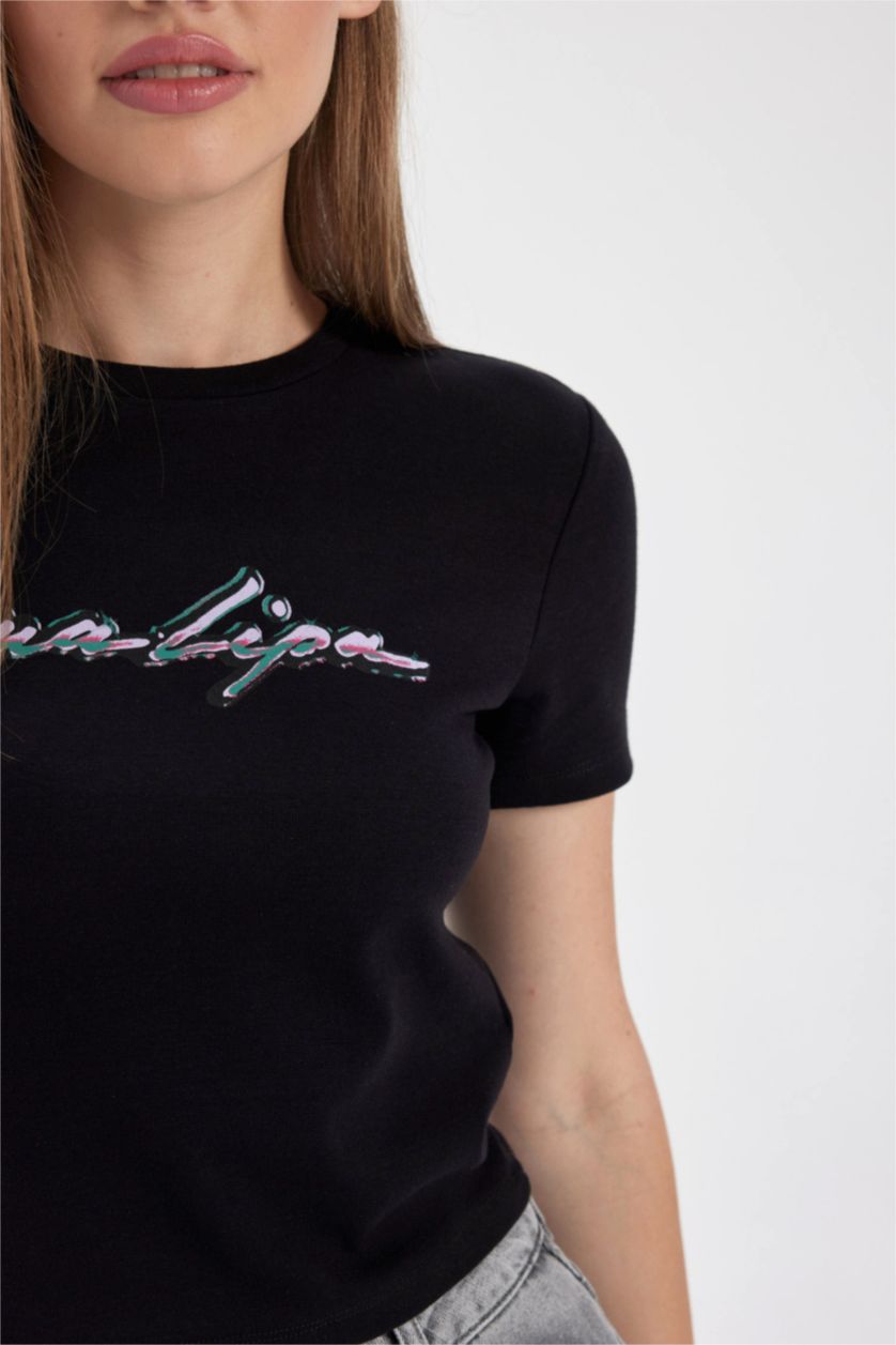 Женская Черный Футболка с принтом Dua Lipa, Coool