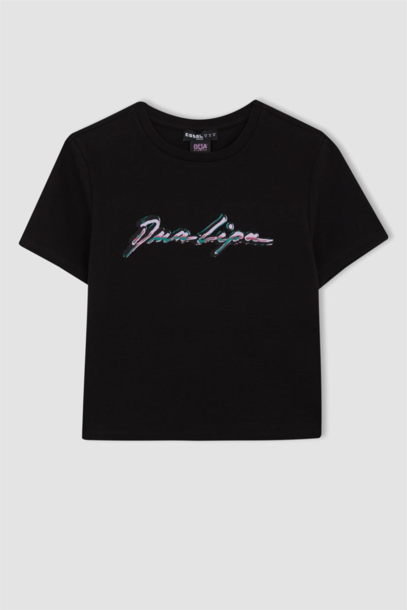 Женская Черный Футболка с принтом Dua Lipa, Coool