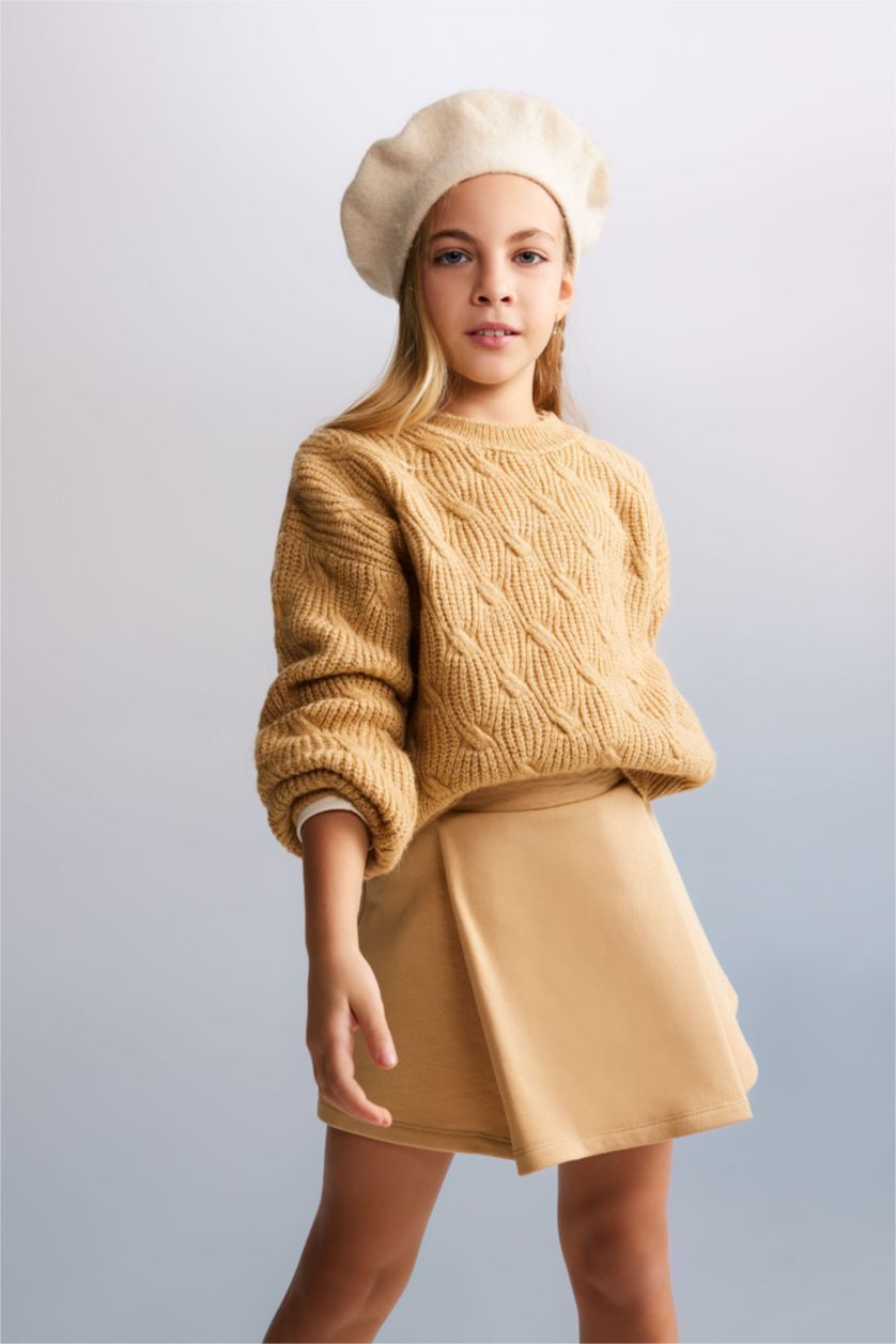 FILLES Beige Pull-Over Coupe Régulière Col Rond Pour Fille