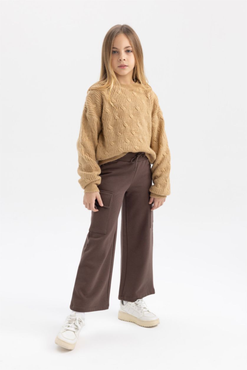 FILLES Beige Pull-Over Coupe Régulière Col Rond Pour Fille