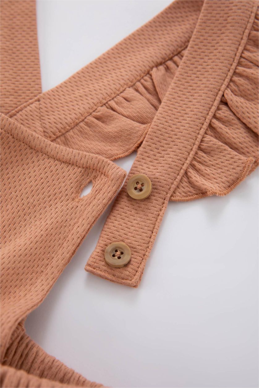 BABY GIRL Light Brown Baby Girl T-Shirt Salopet Dress Pantyhose 3 Piece Set