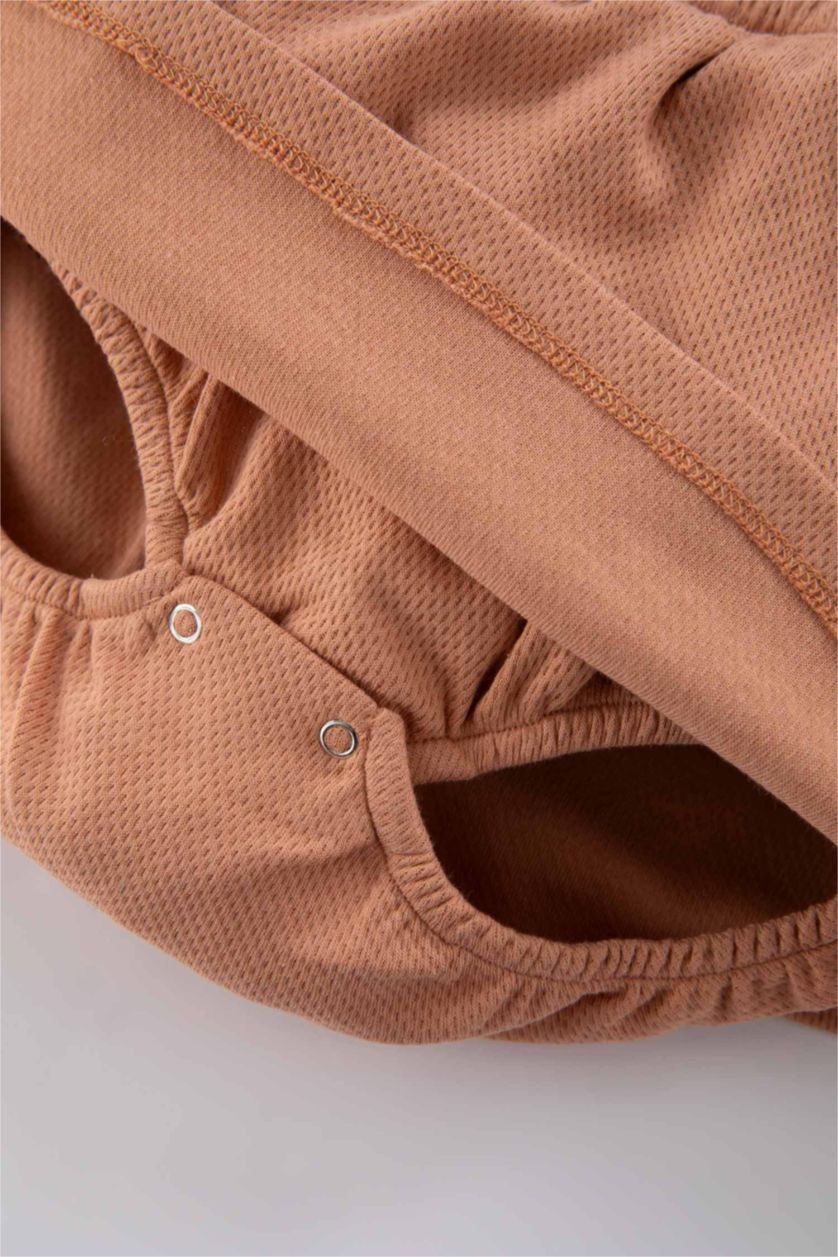 BABY GIRL Light Brown Baby Girl T-Shirt Salopet Dress Pantyhose 3 Piece Set