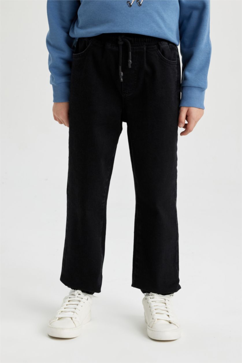 أولاد أسود بنطلون جينز ولادي جوجر برجل مطاطي