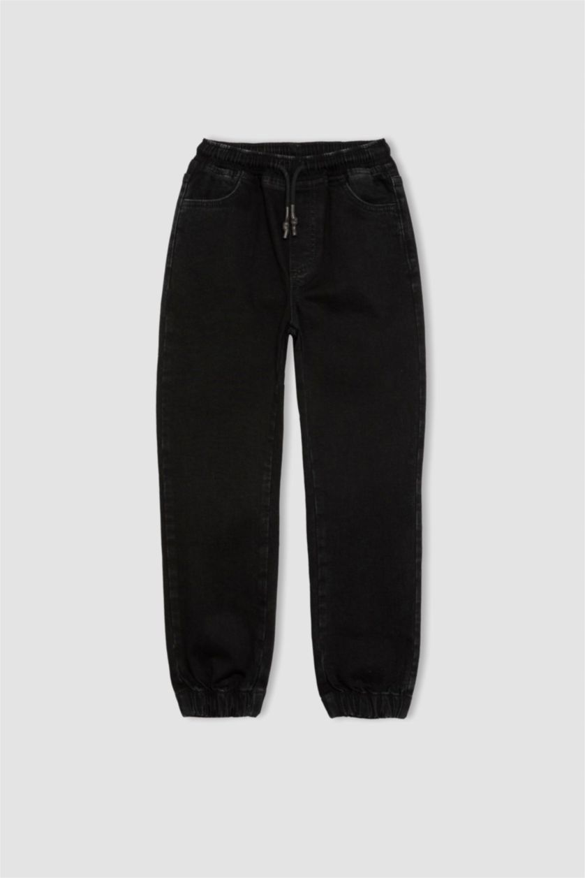 أولاد أسود بنطلون جينز ولادي جوجر برجل مطاطي