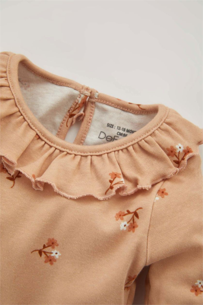 BABY GIRL Beige Baby Girl Newborn Floral Snap Body
