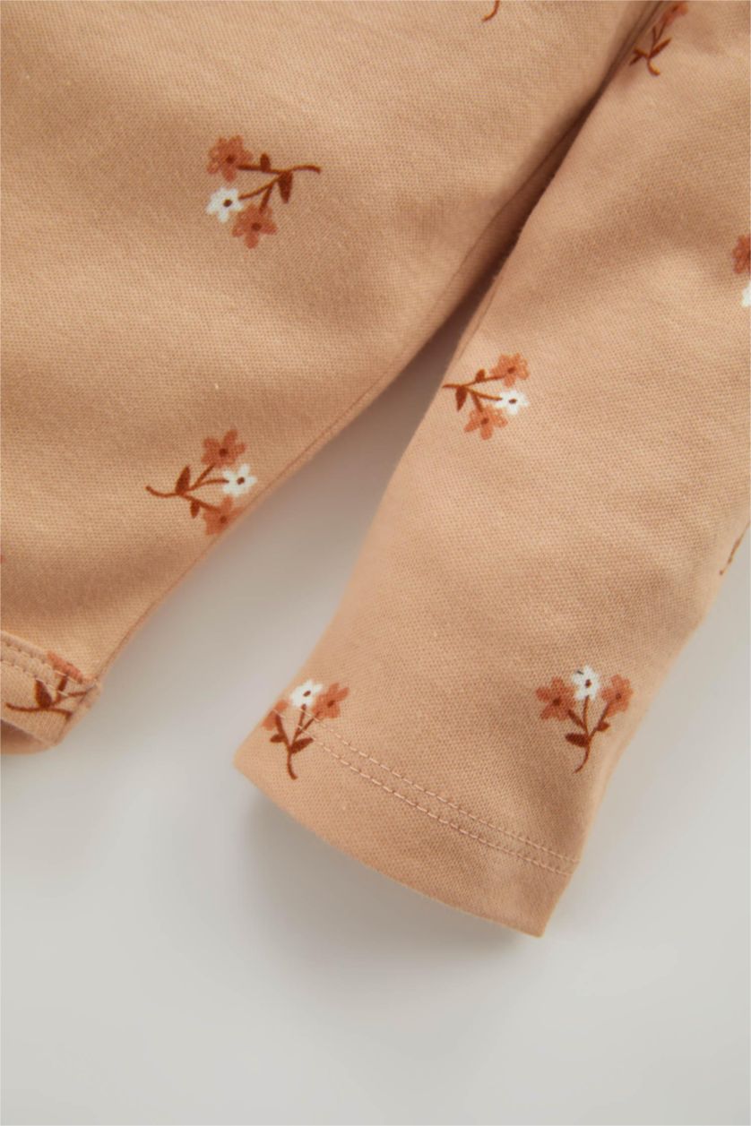 BABY GIRL Beige Baby Girl Newborn Floral Snap Body