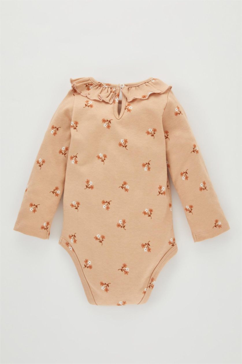 BABY GIRL Beige Baby Girl Newborn Floral Snap Body