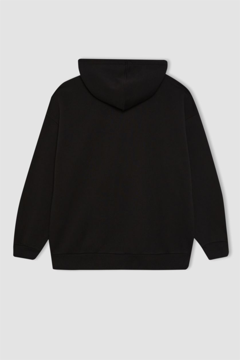 Жіночий Чорний Світшот оверсайз з капюшоном Rick and Morty з принтом з товстої тканини для жінок