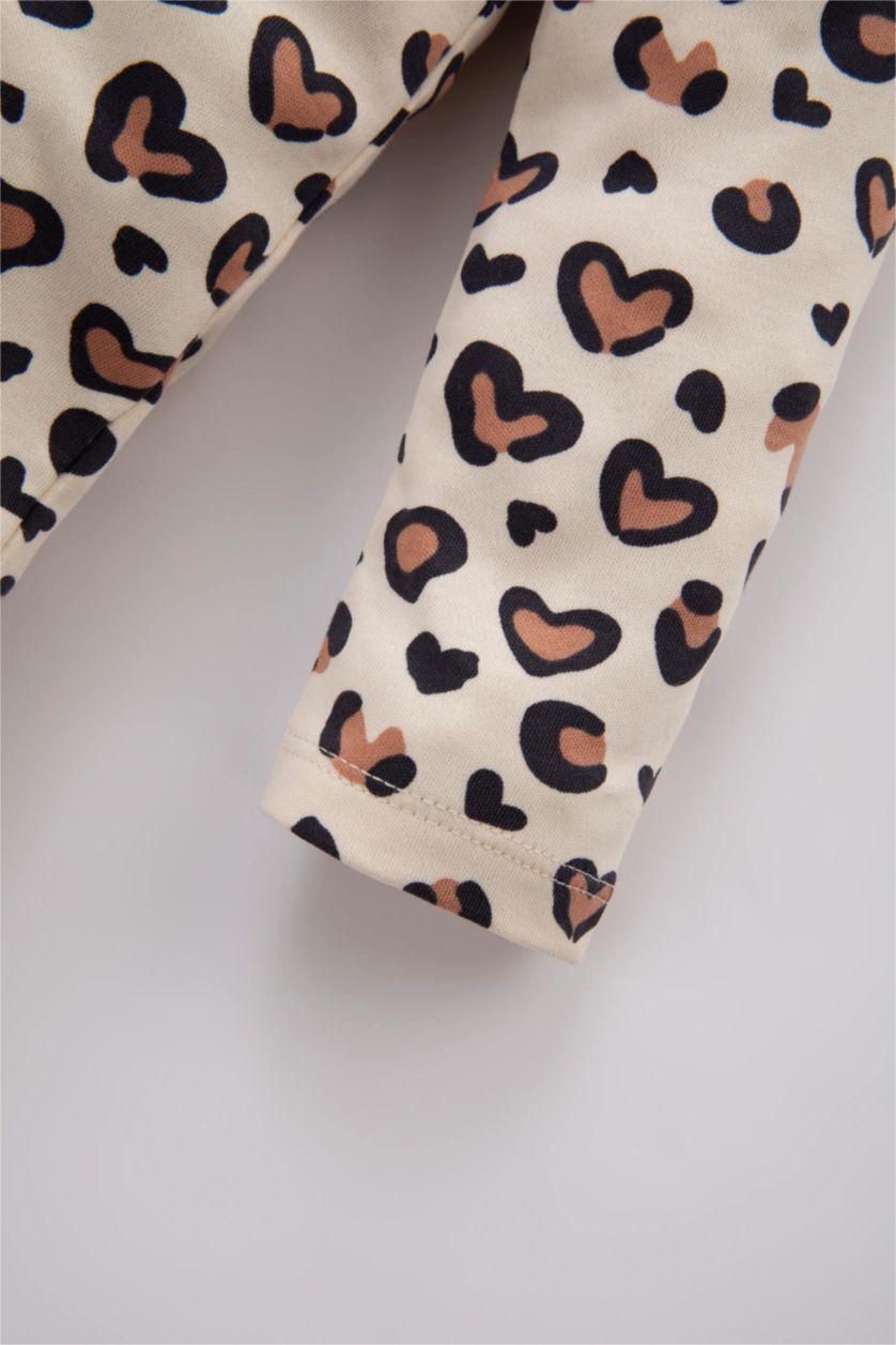 BABY GIRL Sand Regular Fit Envelope Neck Leopard Jumpsuit