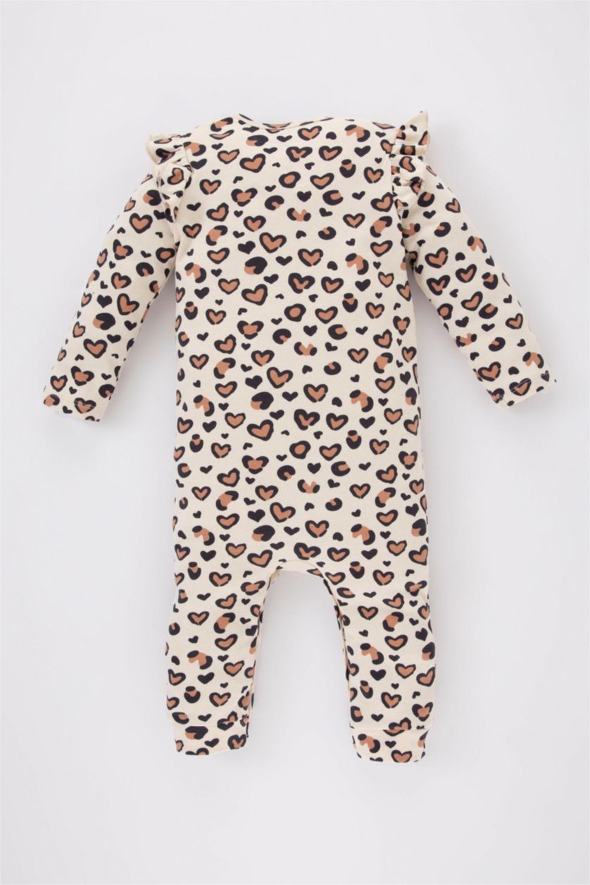 BABY GIRL Sand Regular Fit Envelope Neck Leopard Jumpsuit