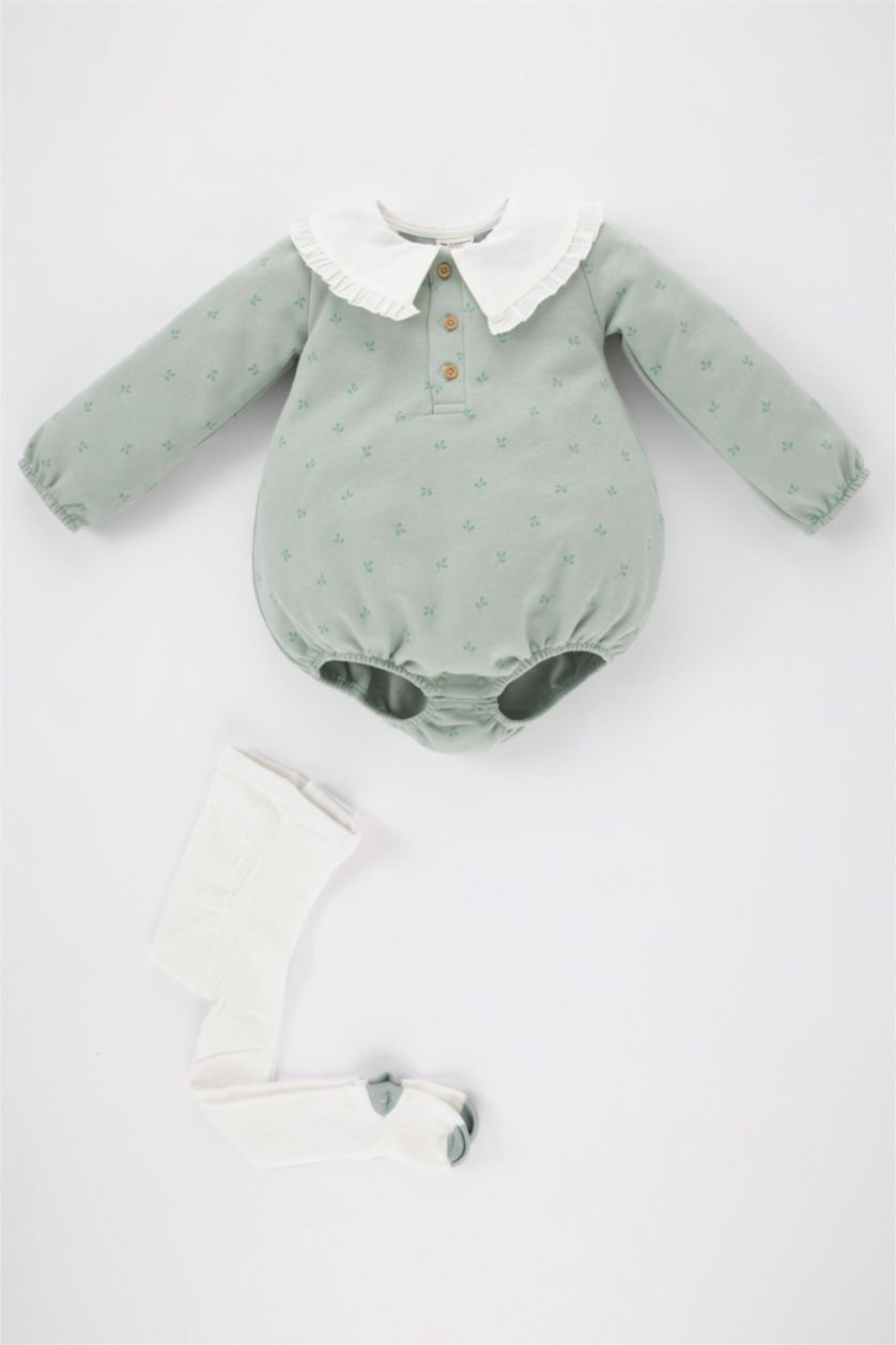 BABY GIRL Mint Baby Girl Newborn Thick Fabric Jumpsuit Pantyhose 2 Piece Set