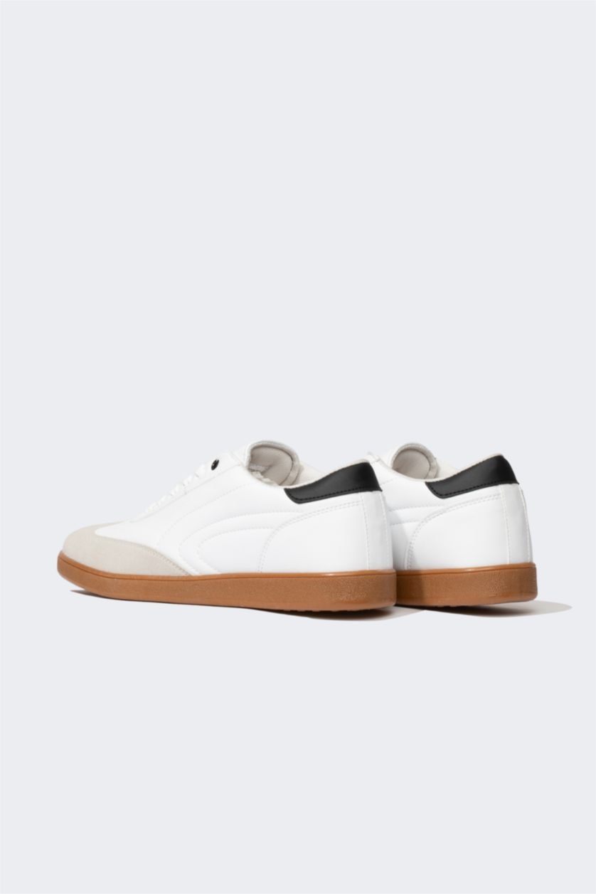 HOMME Blanc Chaussures En Faux Cuir À Semelle Plate Pour Hommes