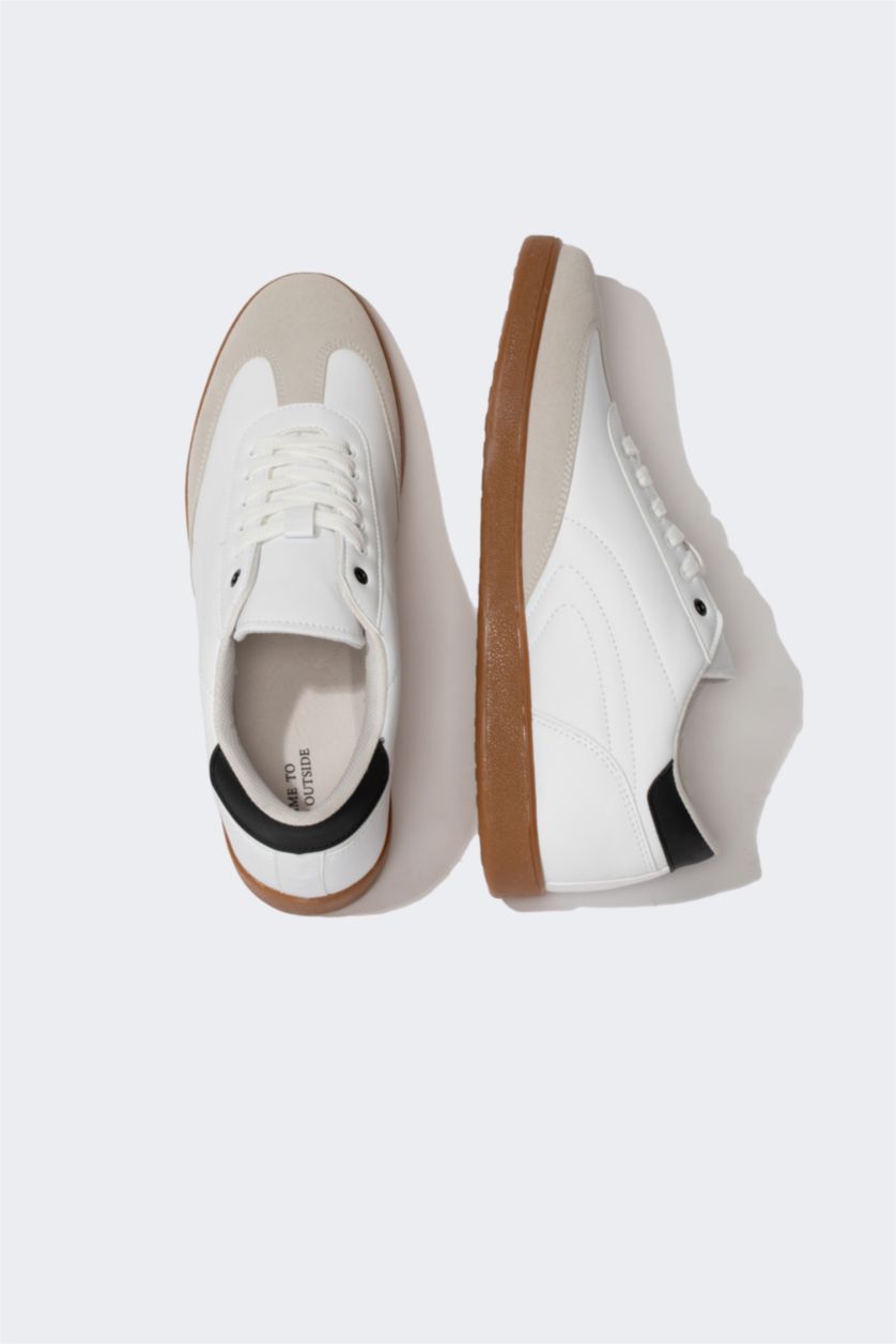 HOMME Blanc Chaussures En Faux Cuir À Semelle Plate Pour Hommes