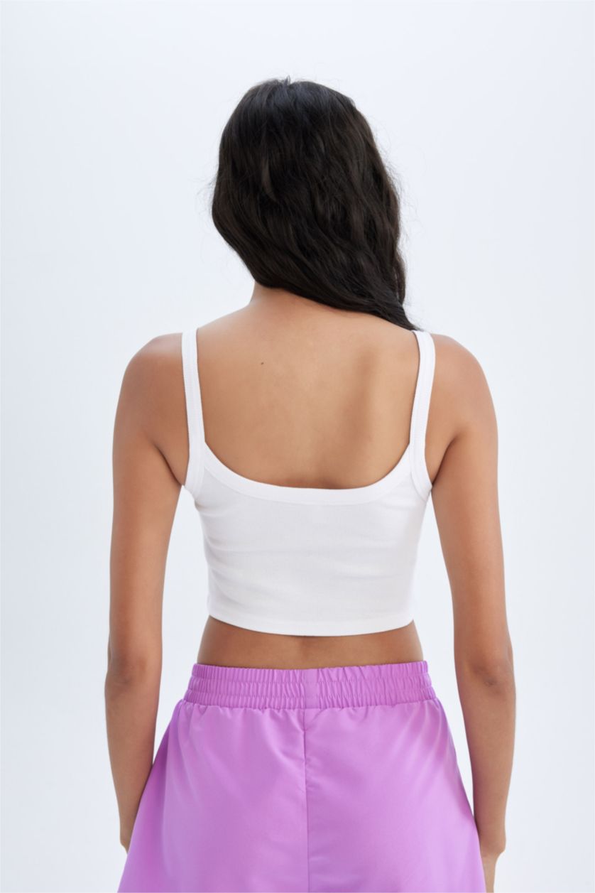 WOMAN White Regular Fit Ribbed Tank Top