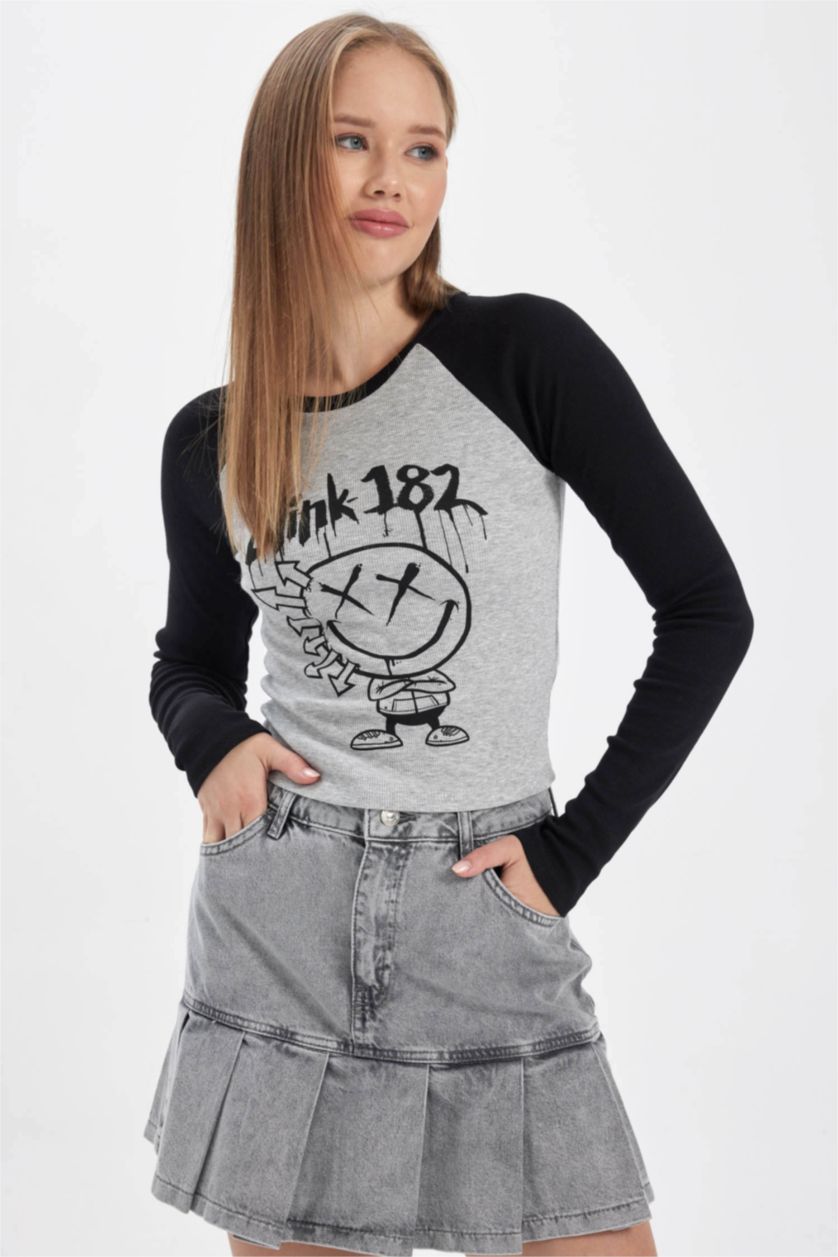 WOMAN Grey Melange Blink Fitted Crew Neck Ribbed Camisole T-Shirt