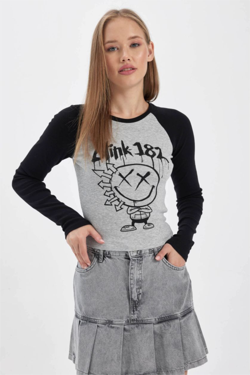 WOMAN Grey Melange Blink Fitted Crew Neck Ribbed Camisole T-Shirt