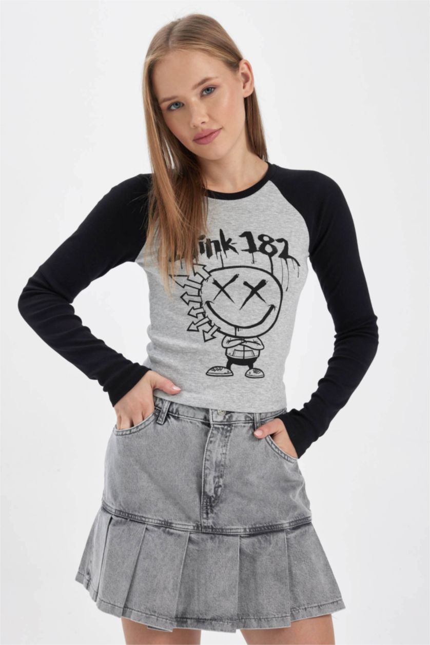 WOMAN Grey Melange Blink Fitted Crew Neck Ribbed Camisole T-Shirt