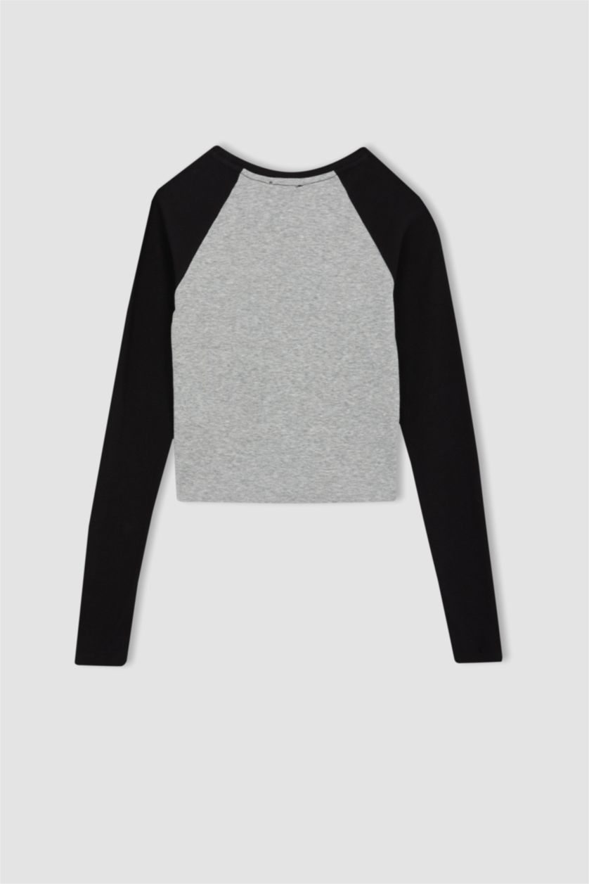 WOMAN Grey Melange Blink Fitted Crew Neck Ribbed Camisole T-Shirt