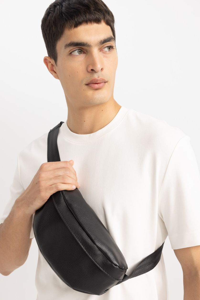 MAN Black Man Faux Leather Waist Bag