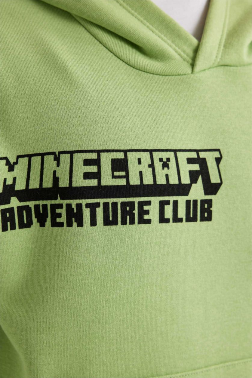 Boys & Teens Light Green Regular Fit Minecraft Licensed Crew Neck Sweatshirt