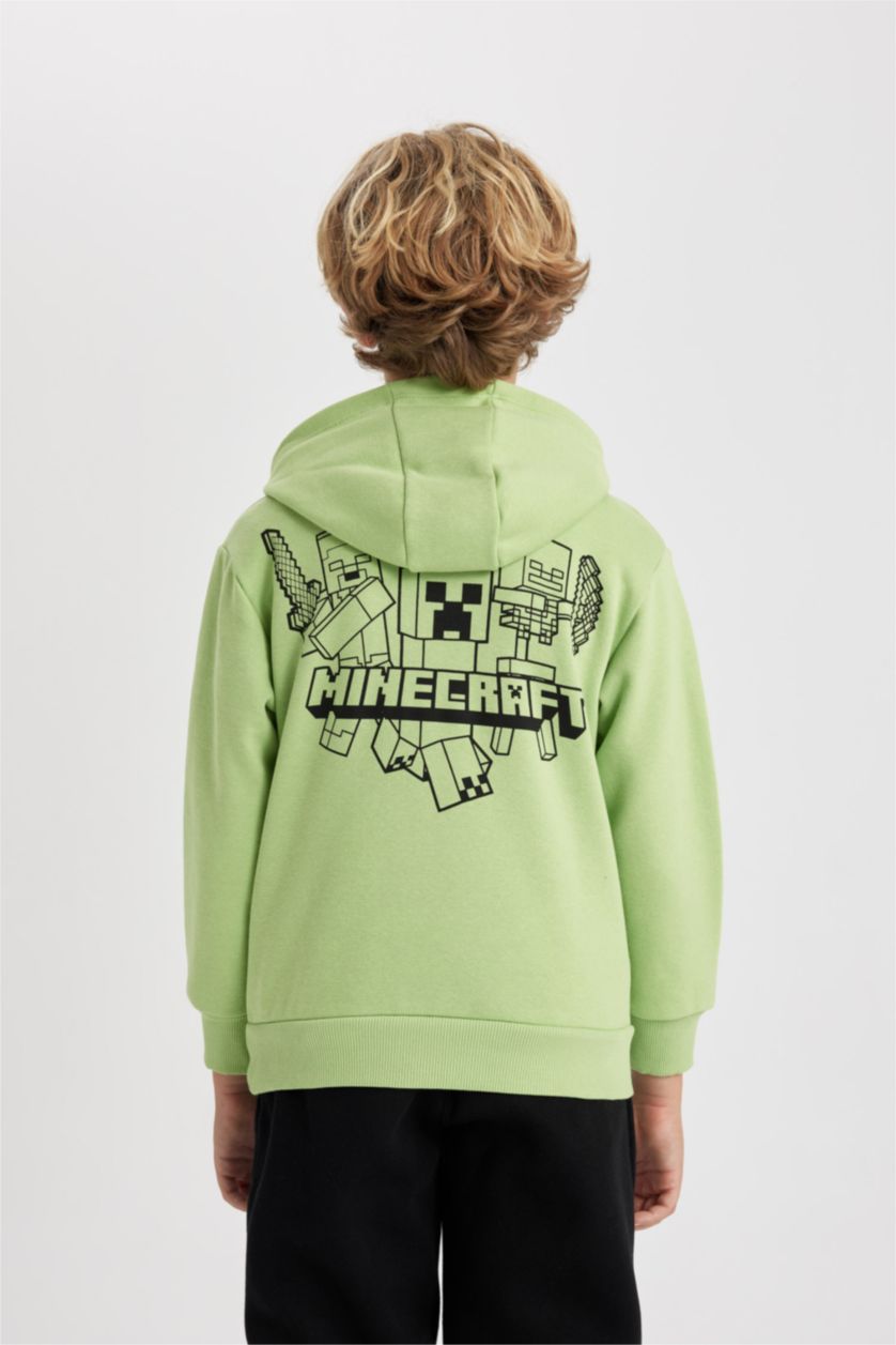 Boys & Teens Light Green Regular Fit Minecraft Licensed Crew Neck Sweatshirt