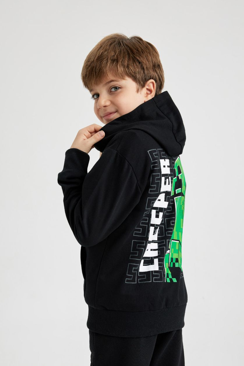 Boys & Teens Black Regular Fit Minecraft Licensed Crew Neck Sweatshirt