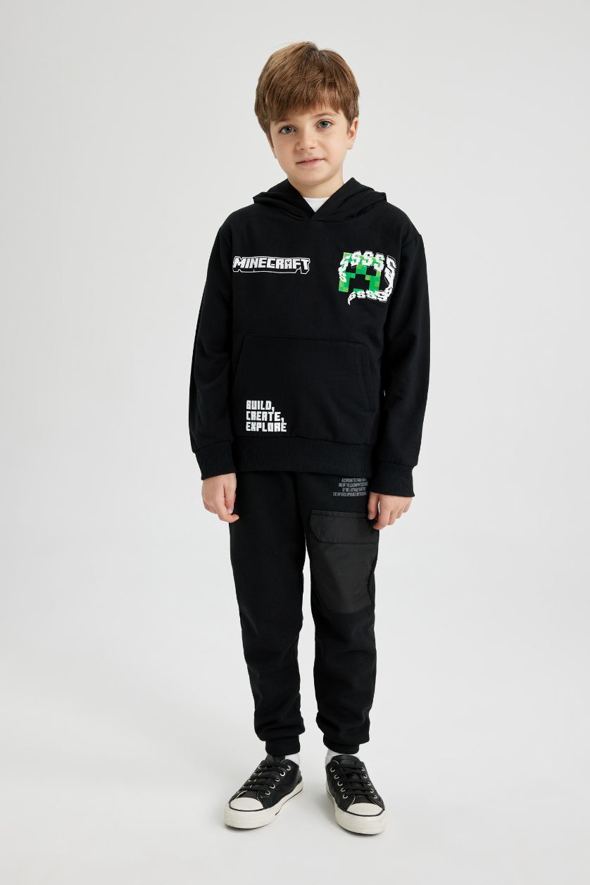 Boys & Teens Black Regular Fit Minecraft Licensed Crew Neck Sweatshirt